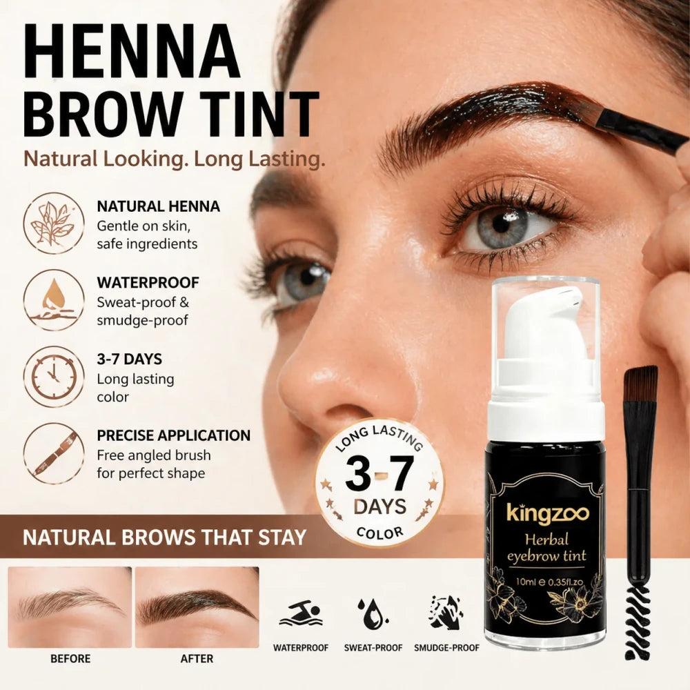 Professional Henna Brow Tint Kit Black Brown Waterproof &amp; Long Lasting Eyebrow Dye for Home Use Natural Looking Brow Enhancer