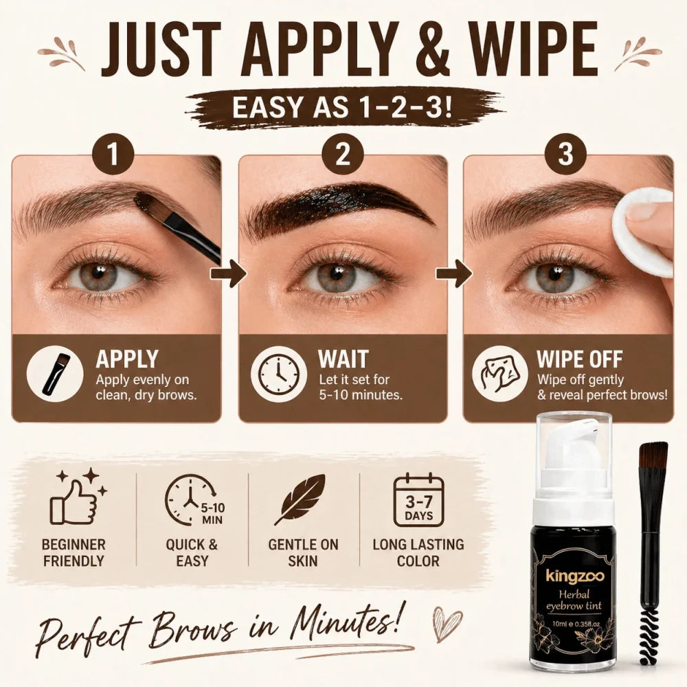Professional Henna Brow Tint Kit Black Brown Waterproof &amp; Long Lasting Eyebrow Dye for Home Use Natural Looking Brow Enhancer