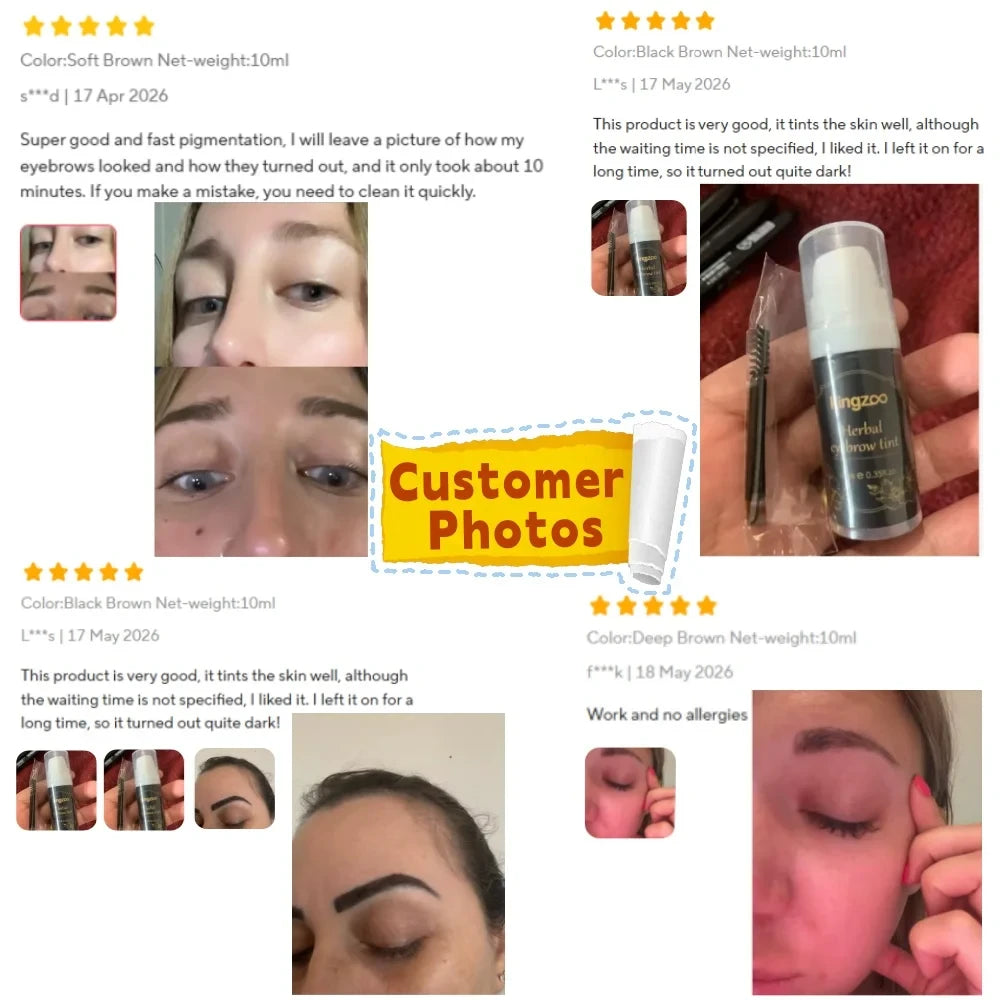 Professional Henna Brow Tint Kit Black Brown Waterproof &amp; Long Lasting Eyebrow Dye for Home Use Natural Looking Brow Enhancer