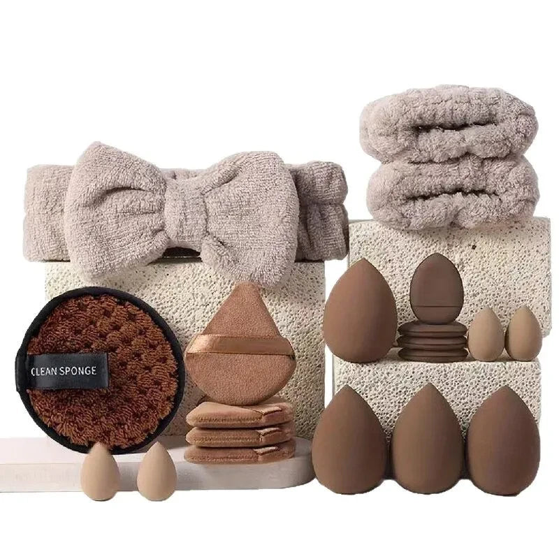 33pcs beauty set makeup kit large and small beauty sponges for flawless makeup application and removal of makeup full set