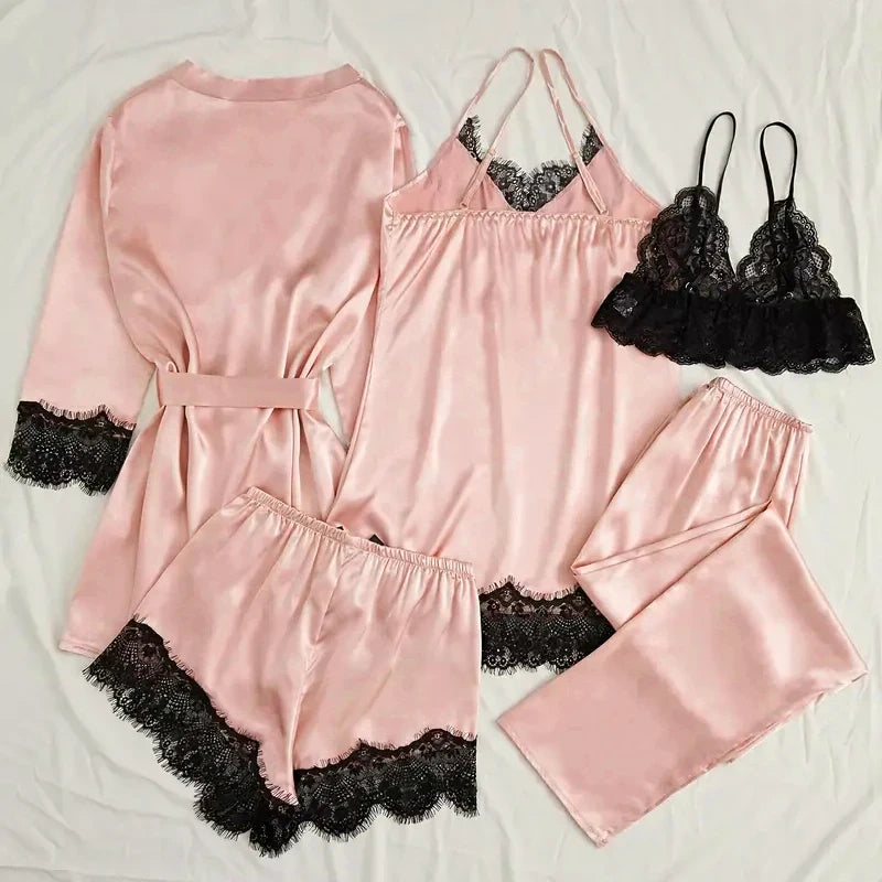 Silk Satin Robe Pajama Set