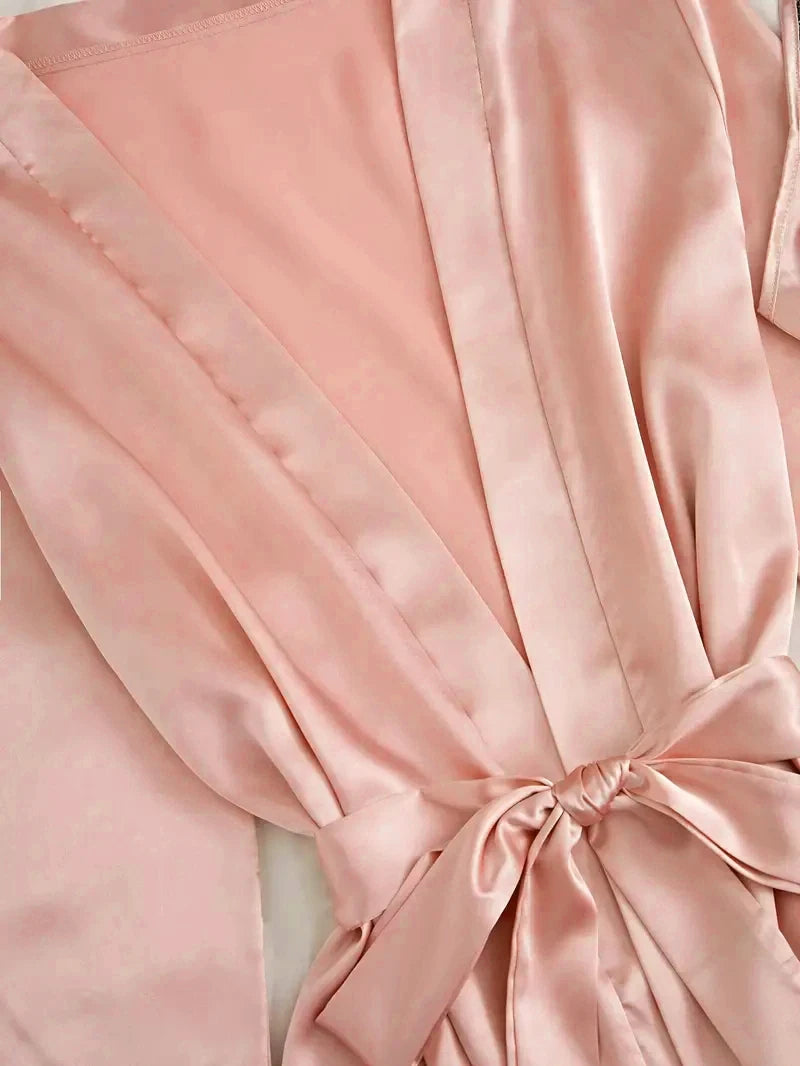 Silk Satin Robe Pajama Set