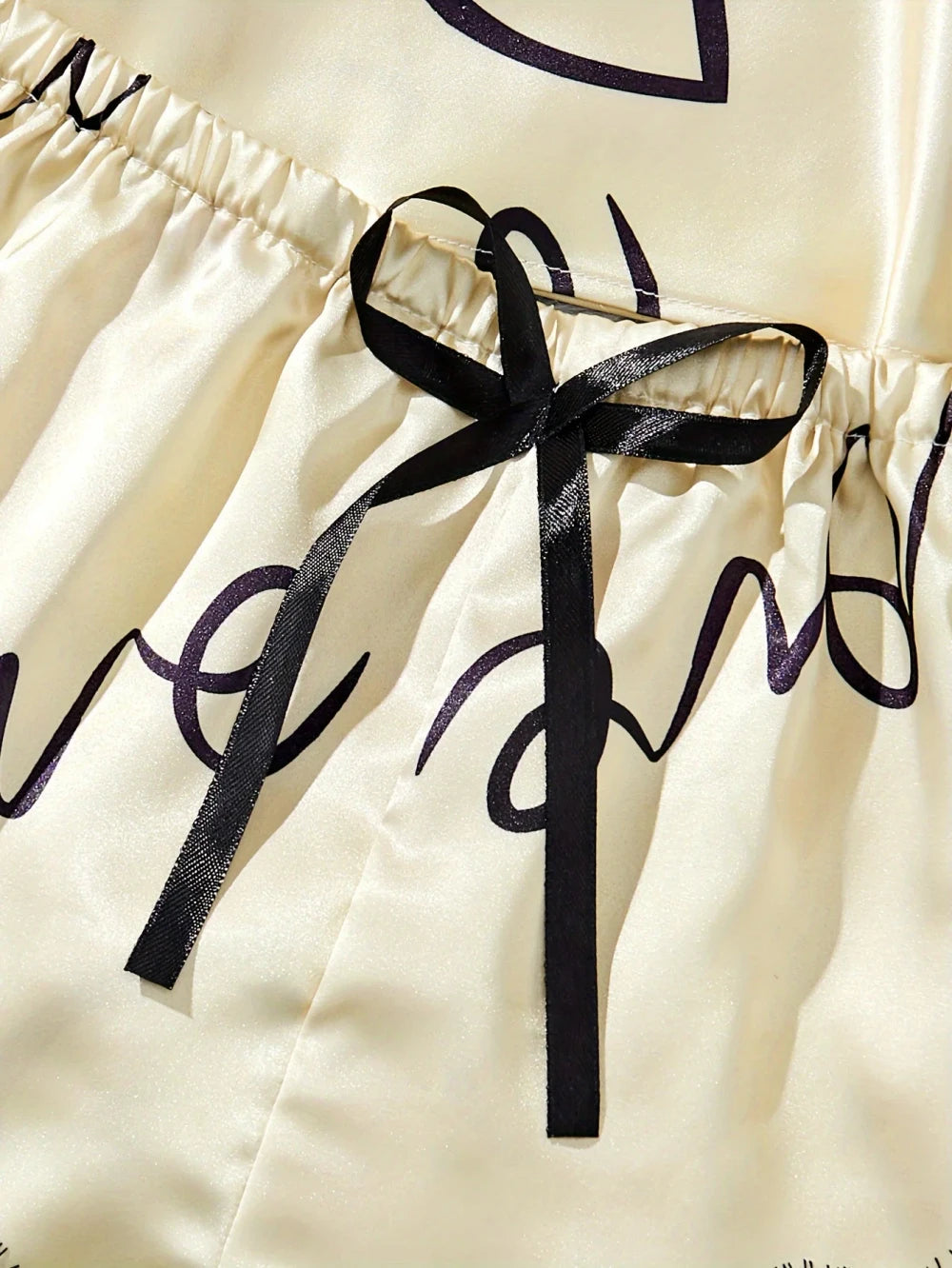 Heart Print Silk Pajama Set